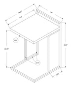 Monarch Specialties I 3637 Accent Table, C-Shaped, End, Side, Snack, Living Room, Bedroom, Metal, Laminate, Grey, Chrome, Contemporary, Modern