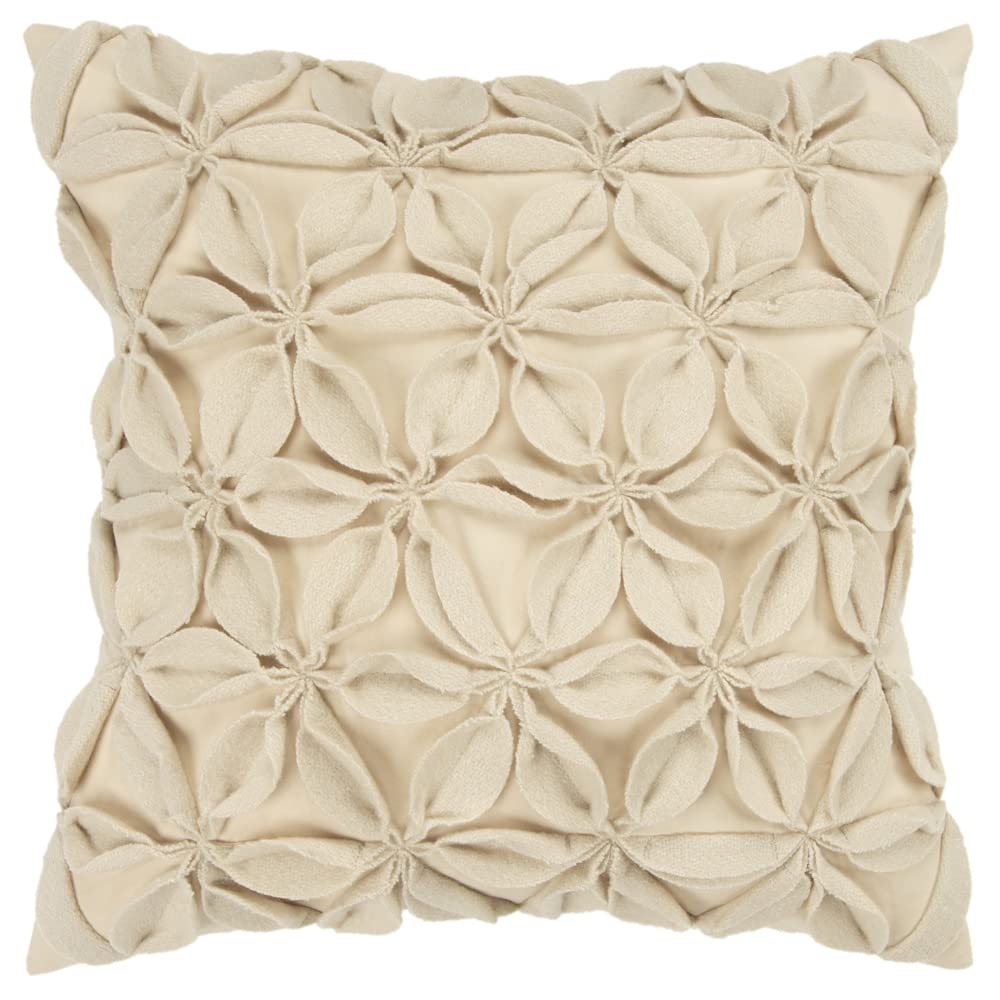 Pillow Cover With Hidden Zipper In Cream And Cream [Set of 2]