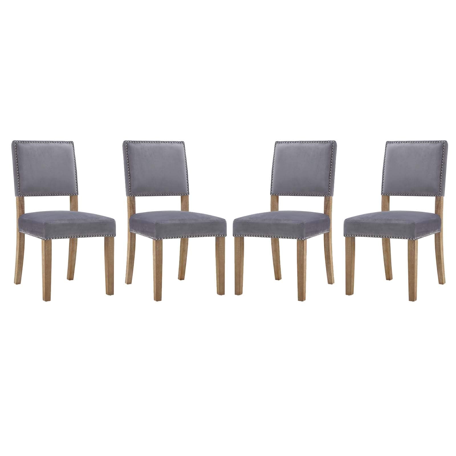 Modway Oblige Wood Set Of 4, Four Dining Chairs, Gray