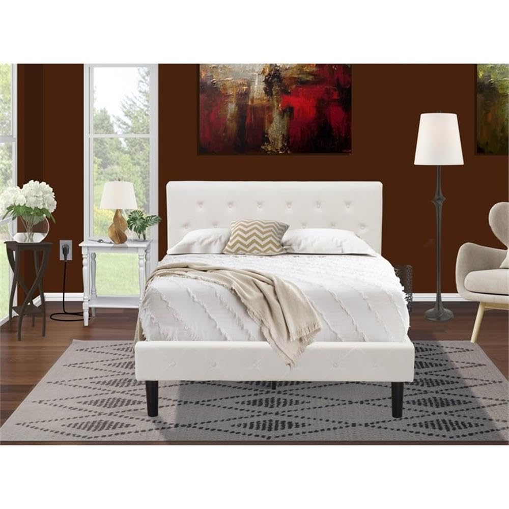 East West Furniture NL19F-1BF14 2 Piece Bedroom Set - 1 Full Bed White Velvet Fabric Headboard and 1 Nightstand Bedroom - Urban Gray Finish Nightstand
