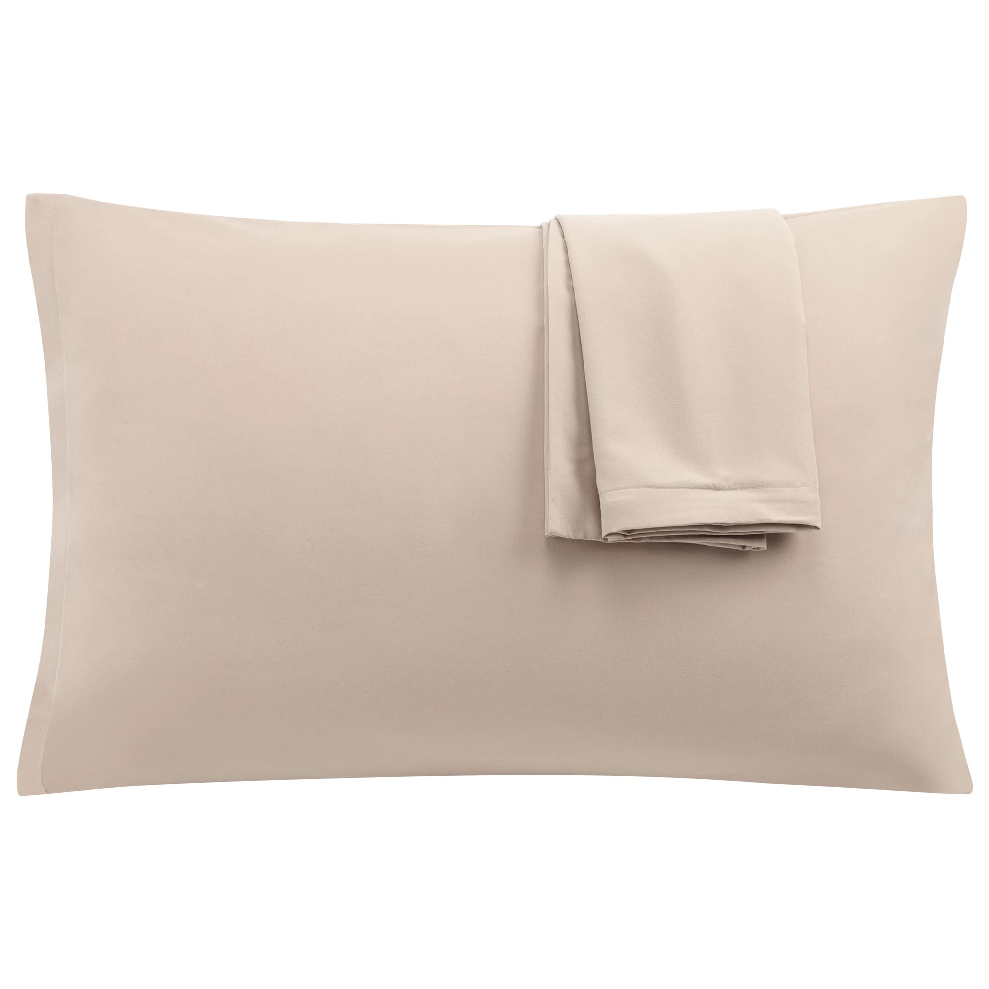 Uxcell 2 Pack Pillow Cases Soft 1800 Series Microfiber Pillowcases Set With Zipper Travel(14'X20') Khaki