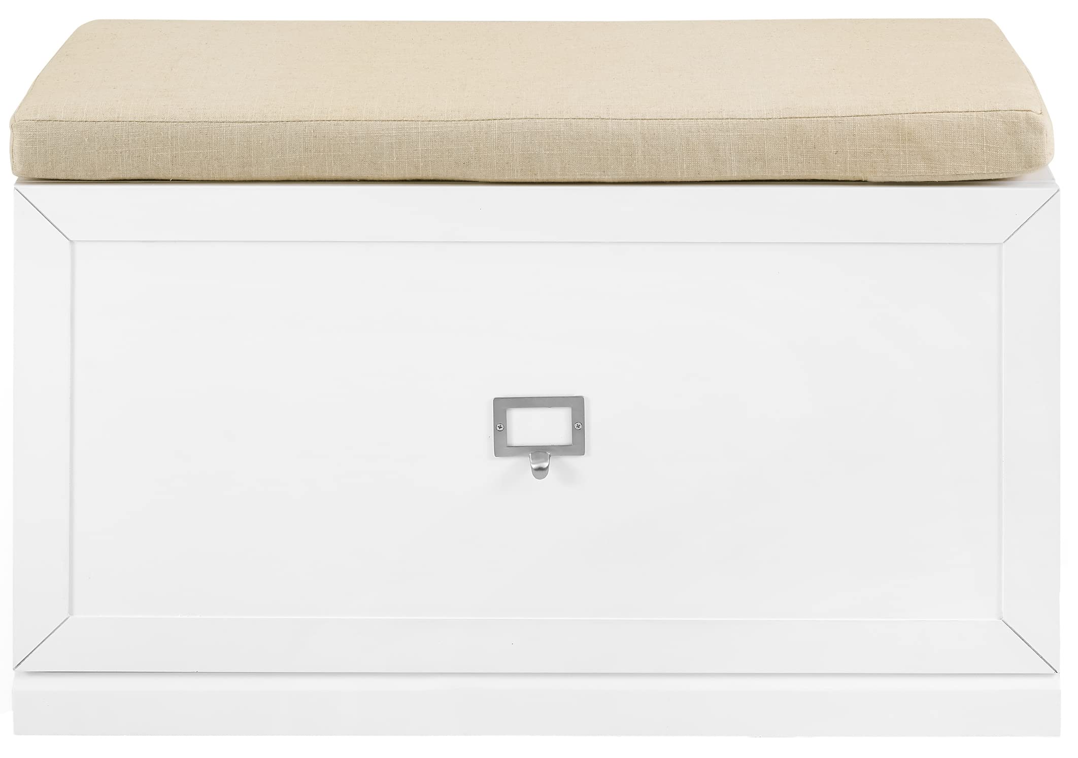 Crosley Furniture Harper Entryway Storage Bench With Shoe Rack Organizer Drawer, White/Tan