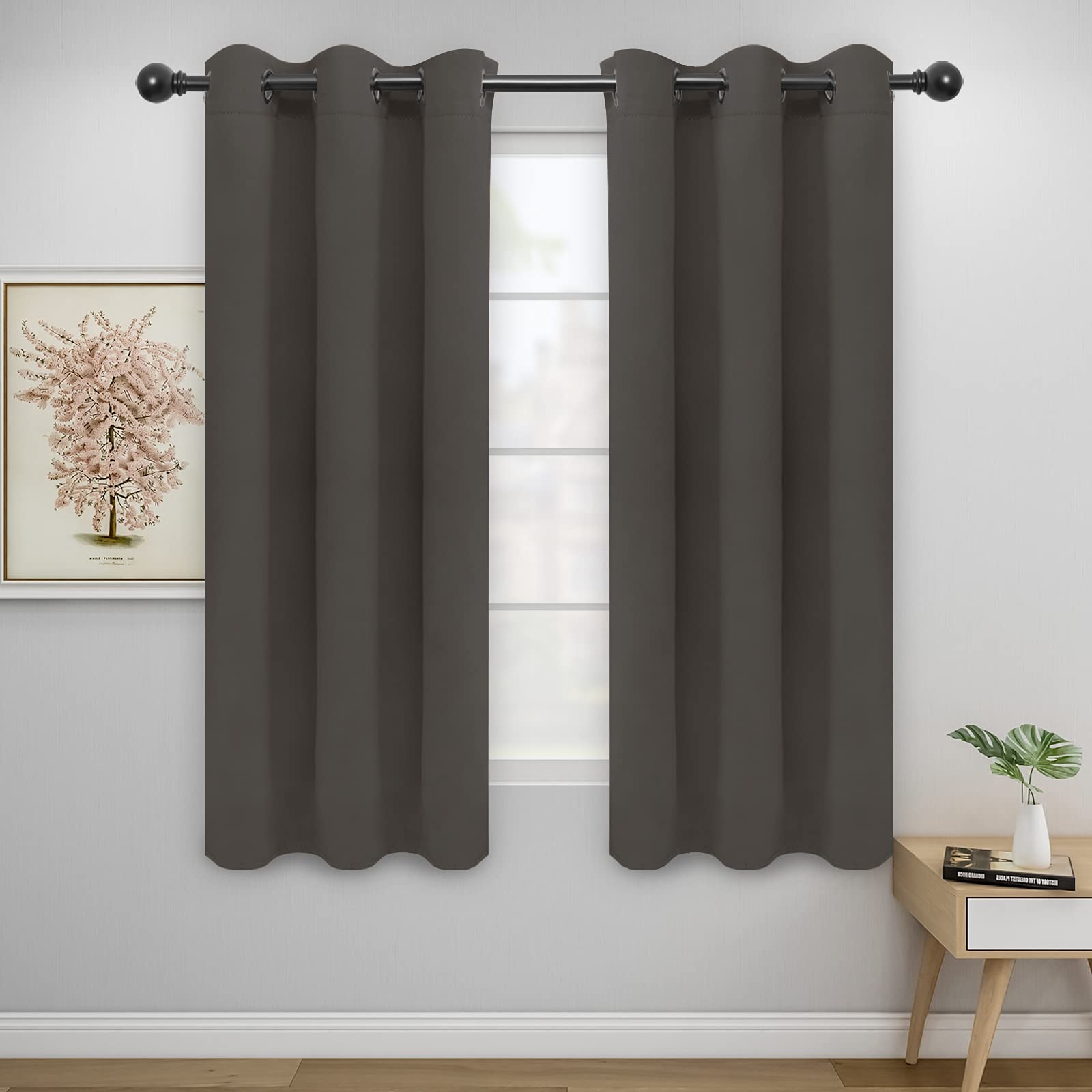 Easy-Going Blackout Curtains For Bedroom, Solid Thermal Insulated Grommet And Noise Reduction Window Drapes, Room Darkening Curtains For Living Room, 2 Panels(42X72 In, Taupe)