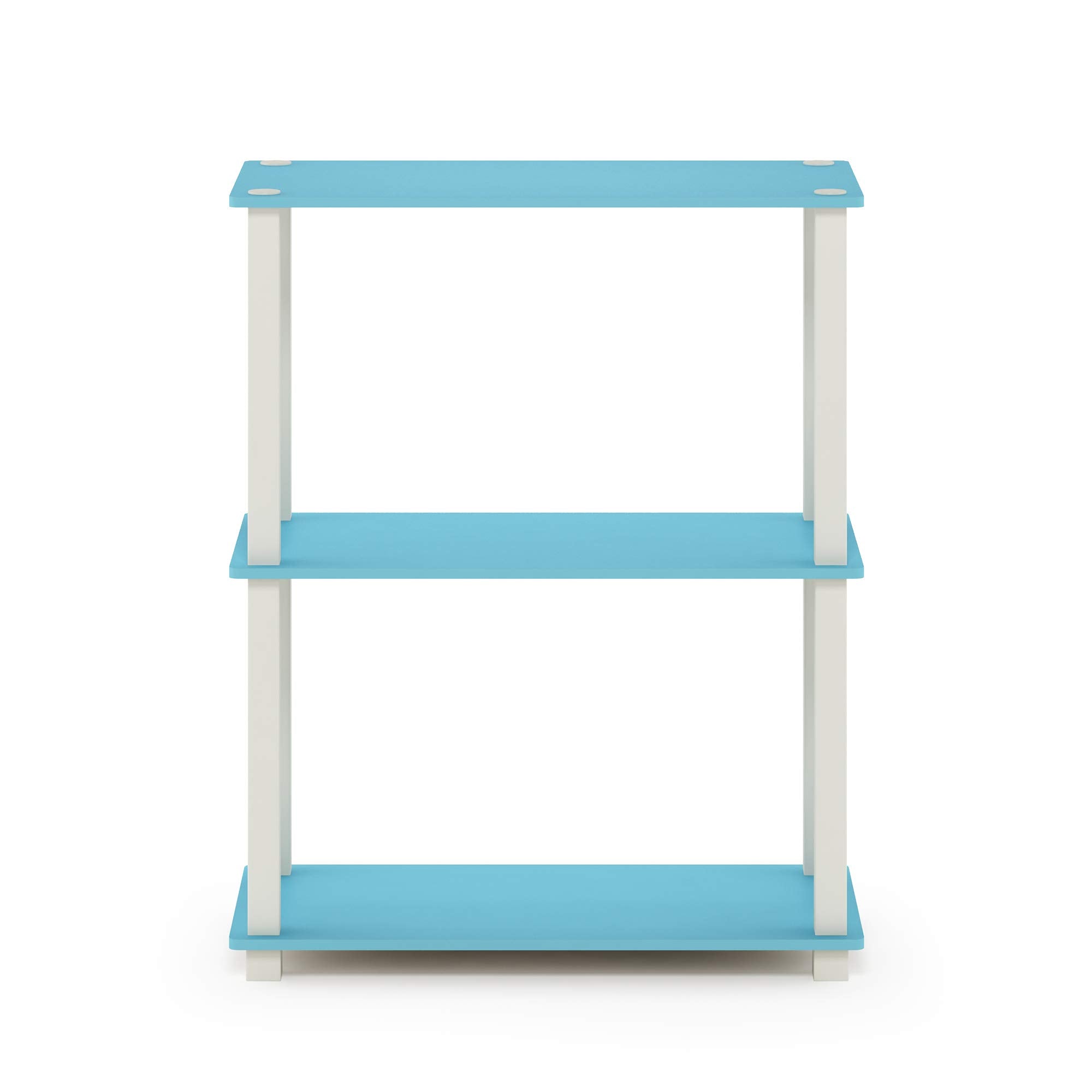 Furinno Turn-S-Tube 3-Tier Compact Multipurpose Shelf Display Rack With Square Tube, Light Blue/White