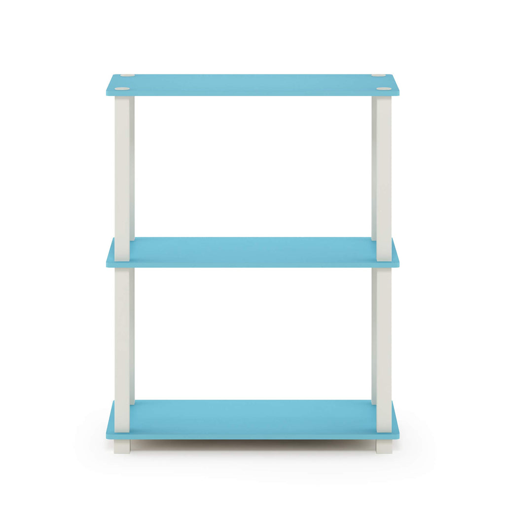 Furinno Turn-S-Tube 3-Tier Compact Multipurpose Shelf Display Rack With Square Tube, Light Blue/White
