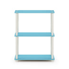 Furinno Turn-S-Tube 3-Tier Compact Multipurpose Shelf Display Rack With Square Tube, Light Blue/White