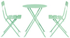 Crosley Furniture Karlee 3-Piece Indoor Outdoor Bistro Set, Retro Metal Folding Patio Table and Chairs, Mint