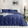 Jellymoni Cotton Duvet Cover Full Size - 100% Washed Cotton Linen Like Textured Comforter Cover, 3 Pieces Breathable Soft Beddin