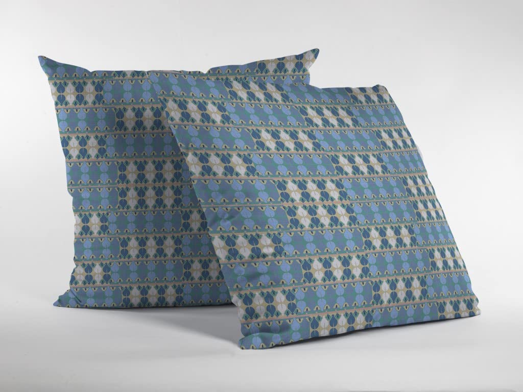 HomeRoots Muted Light Blue Cream Broadcloth 18' Blue Cream Spades Indoor Outdoor Throw Pillow