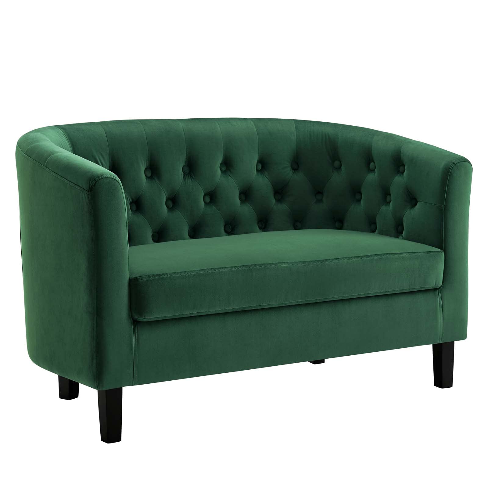 Modway Prospect Channel Tufted Performance Velvet Modern, Loveseat, Emerald