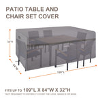 Patio Table Covers Waterproof Rectangular, Hickory Patio Furniture Covers Gray 109''L X 84''W X 32''H Rectangle Outdoor Lawn Table And 7-9 Chairs Covers All Weather Proof