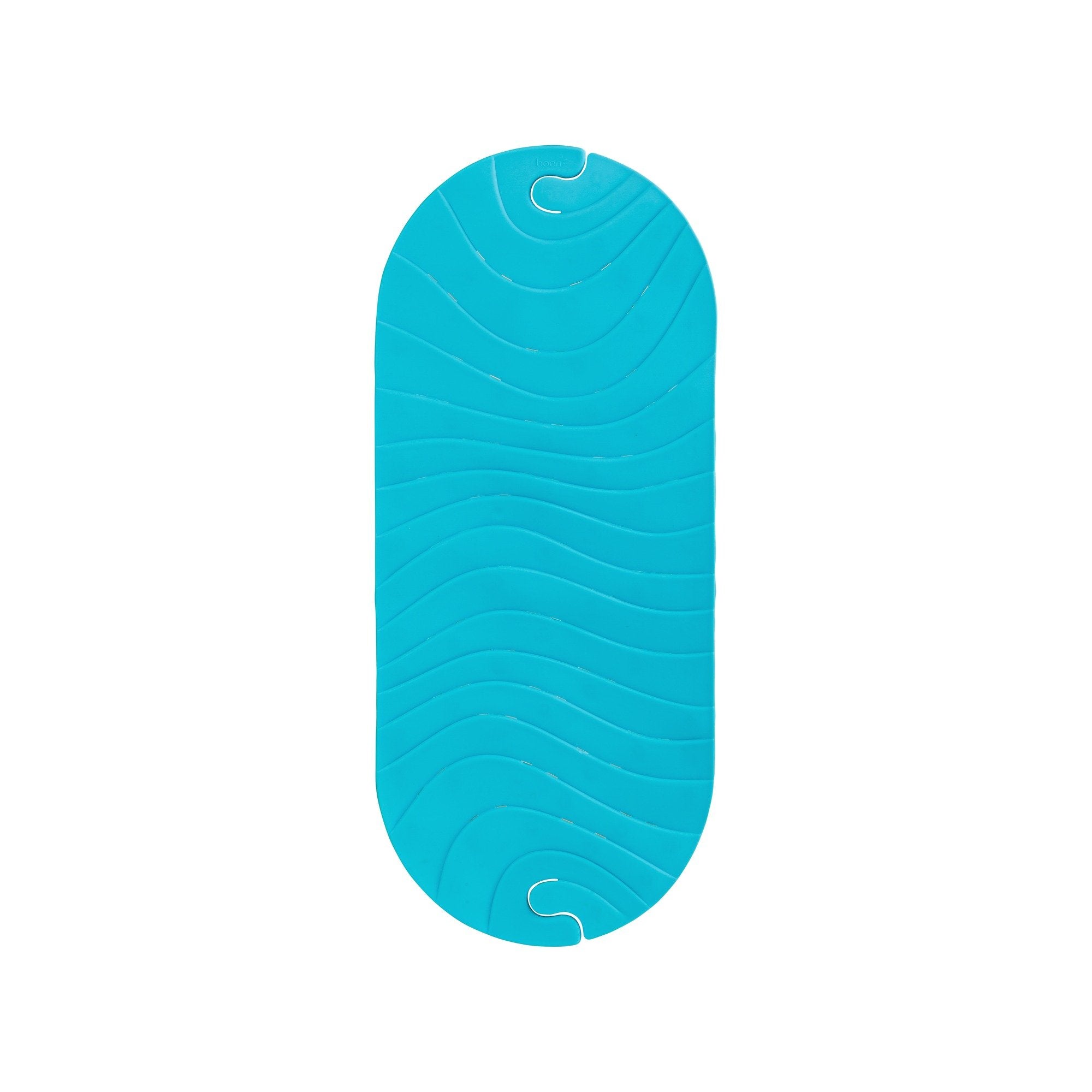 Boon B11192 RIPPLE Textured Non Slip Baby Bath Tub Mat with Hanging Hook and Drain Holes, Blue