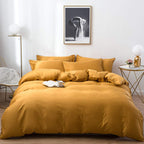 CLOTHKNOW Mustard Yellow Full Size Comforter Set 3Pcs Dark Yellow Bedding Comforter Sets Turmeric Comforter Soft Yellow Comforte