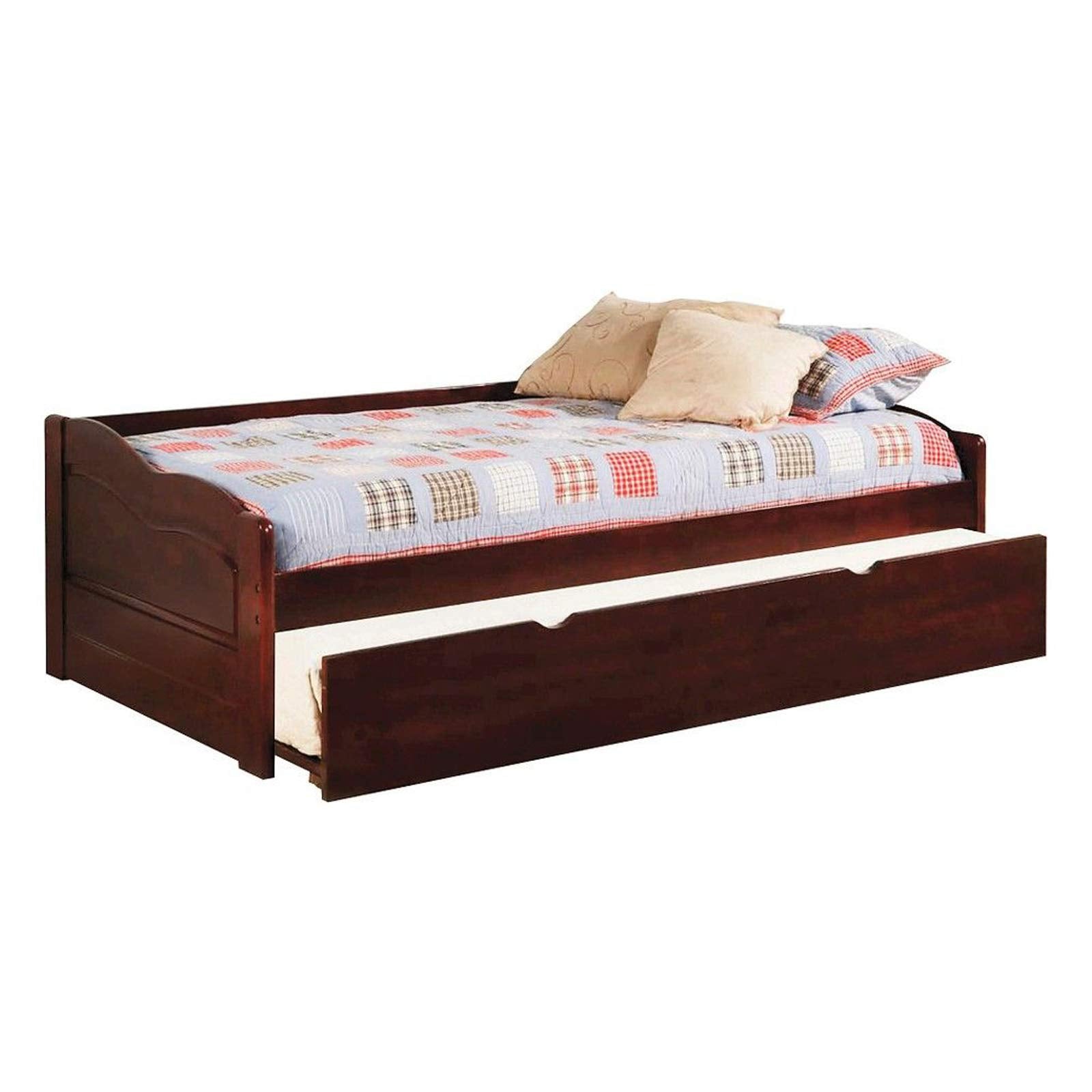 Benjara Transitional Wooden Trundle Bottom Pull Out Bedding, Brown