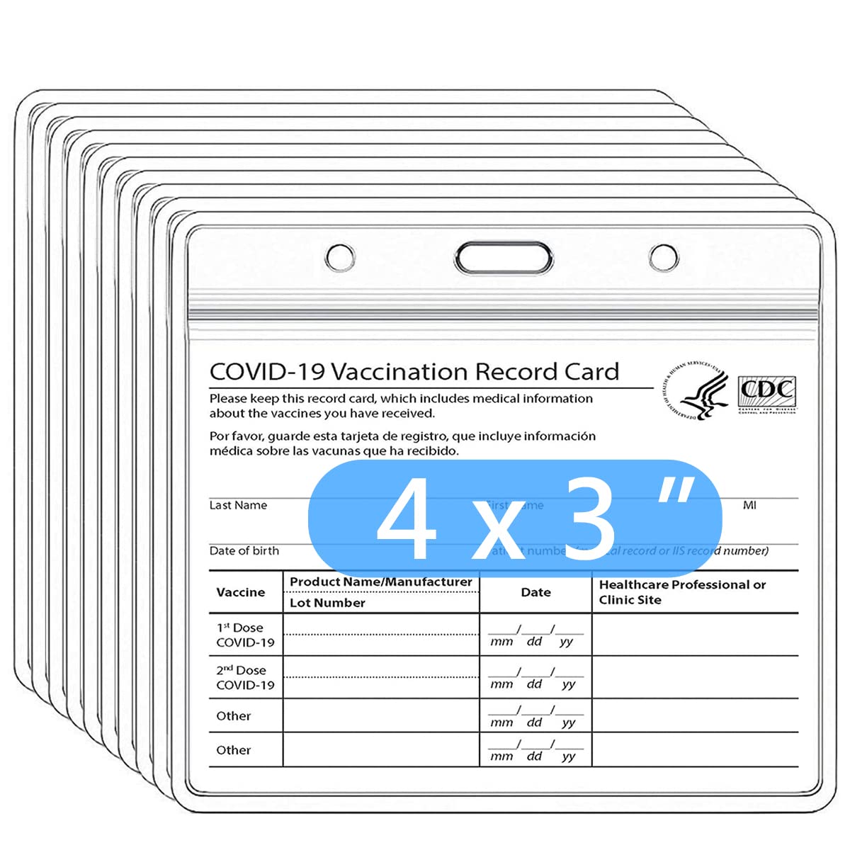 10 Pack Cdc Vaccination Card Holder Immunization Record Vaccine Card Protector 3X4 Sleeve Covid Shot Card Protector Cover Clear