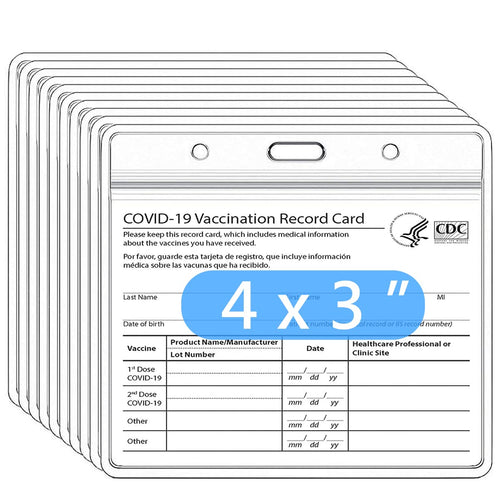 10 Pack Cdc Vaccination Card Holder Immunization Record Vaccine Card Protector 3X4 Sleeve Covid Shot Card Protector Cover Clear