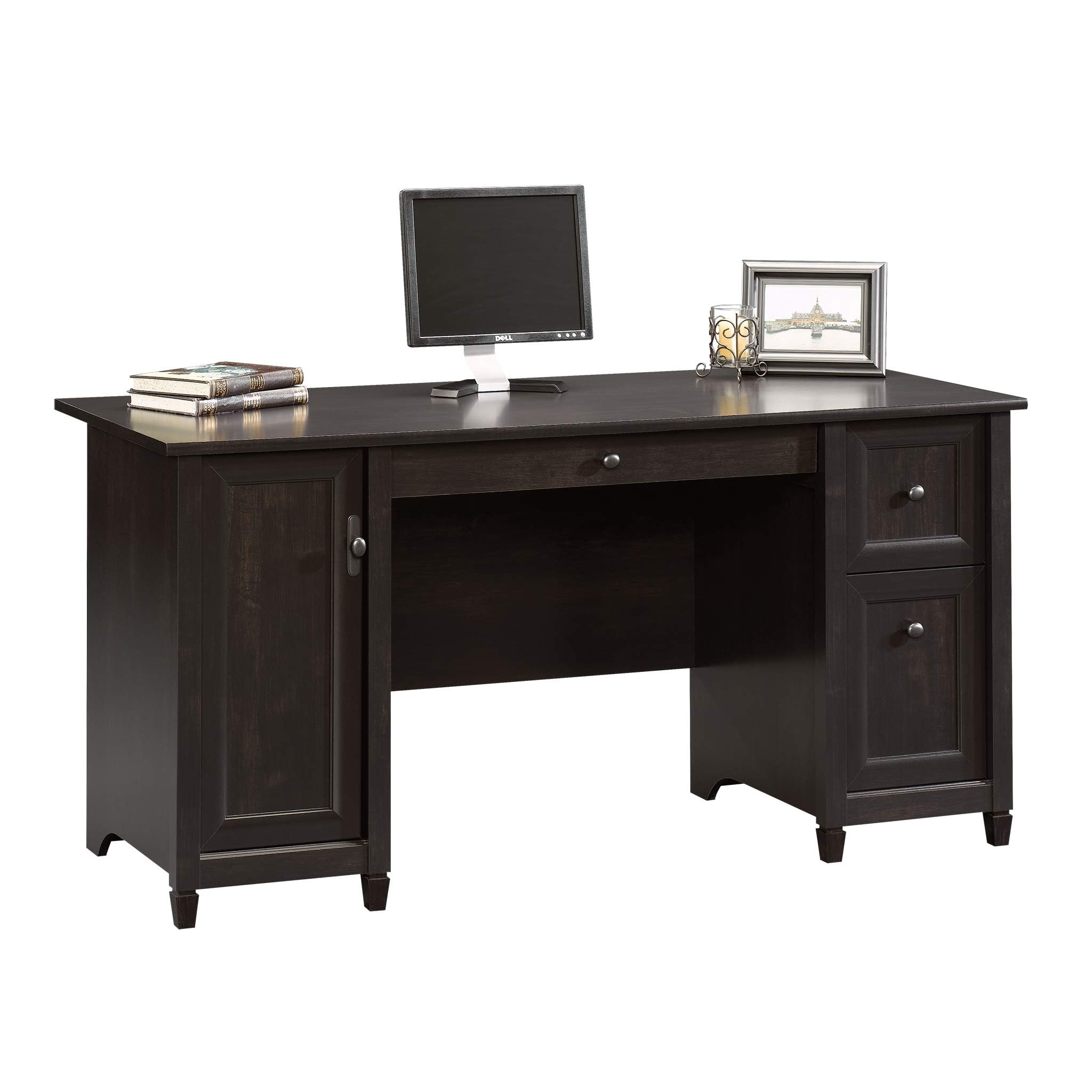 Sauder Edge Water Computer Desk With Storage Drawers, Home Office, L: 59.06' X W: 23.23' X H: 29.02', Estate Black