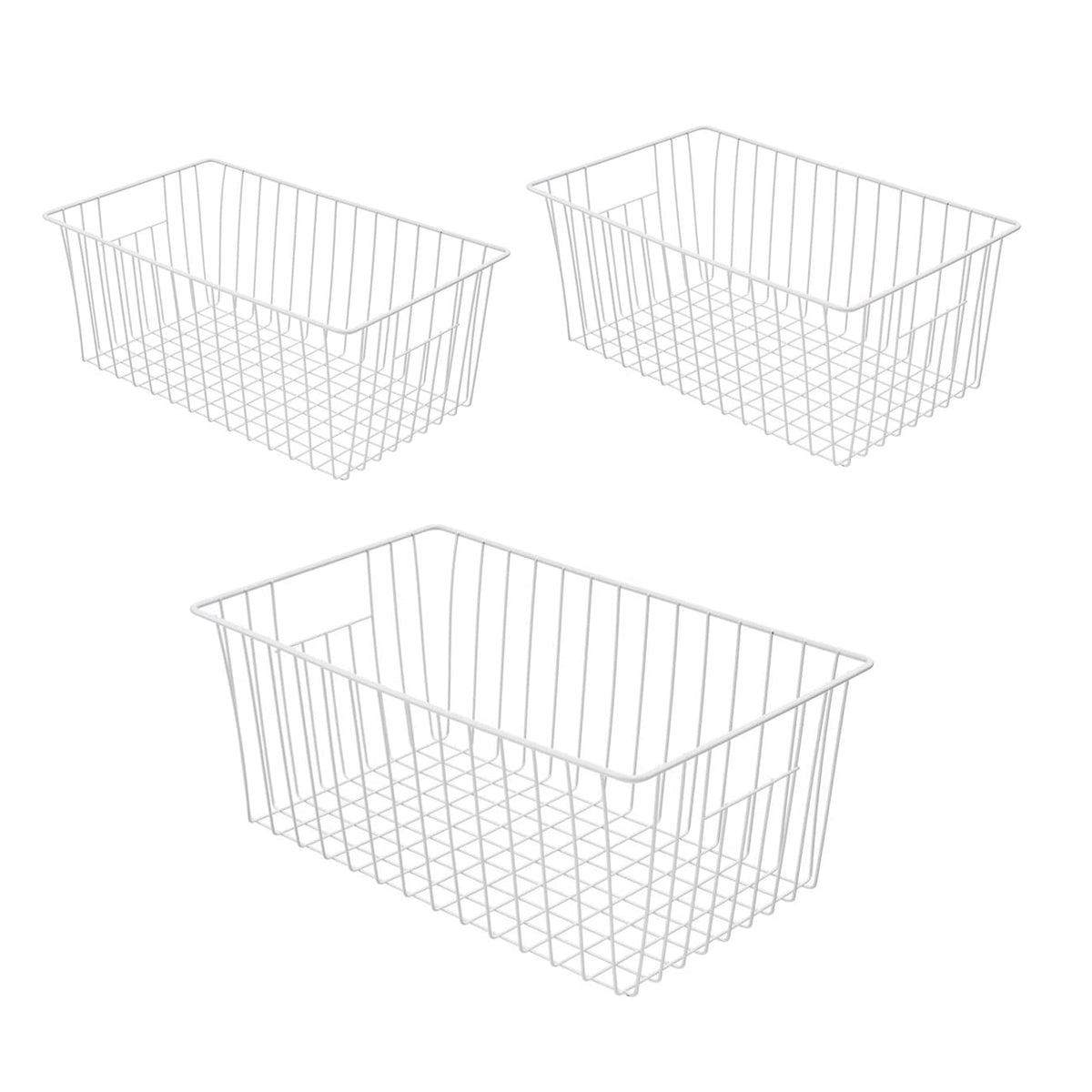 Large Wire Storage Baskets Freezer Baskets Organizer, Refrigerator Metal Wire Storage Divider, Wire Storage Basket with Handles 
