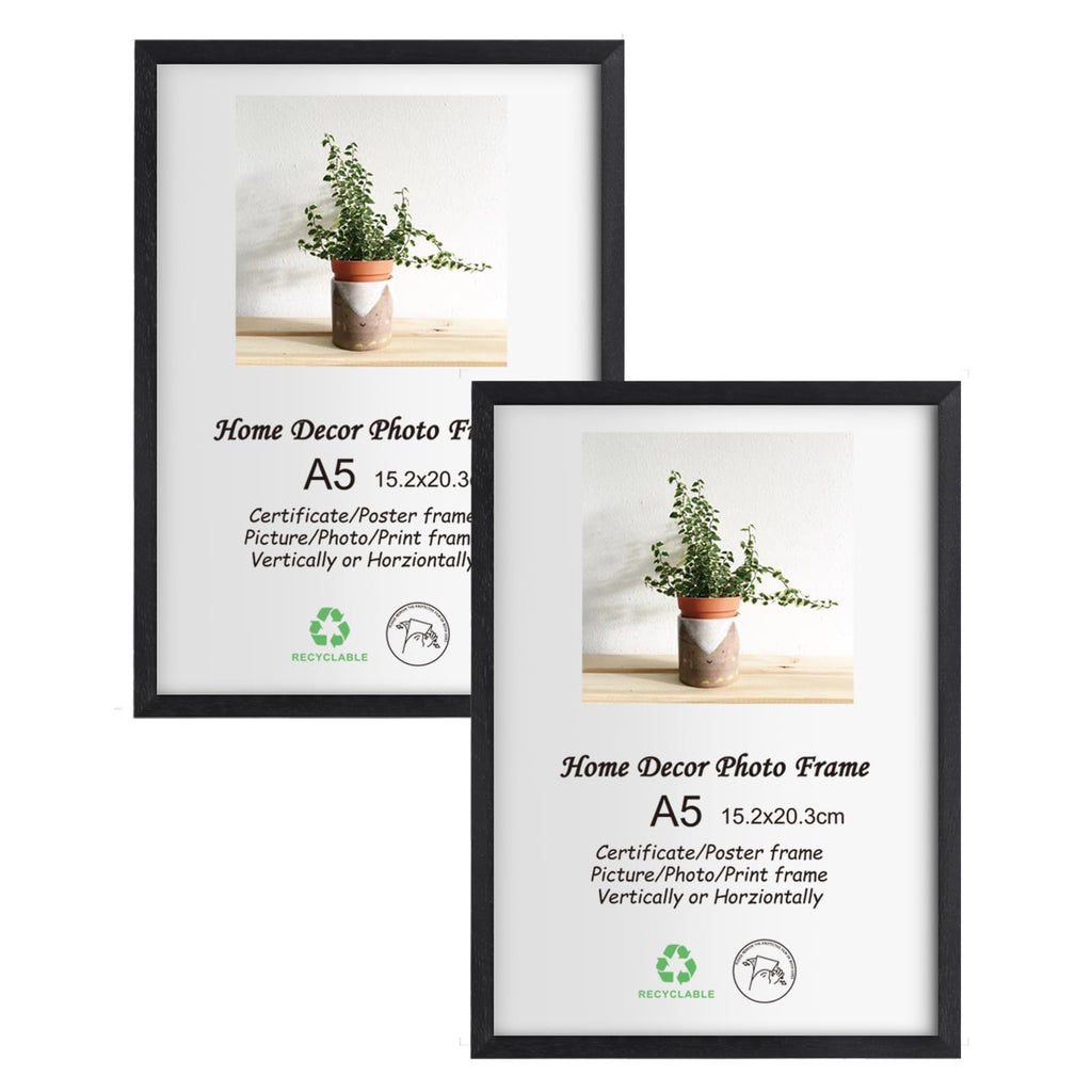 LYYYXGYP 6x8 Black Wood Picture Frame 2 Pack 15.2x20.3cm Solid Wooden Photo Frame with Plexiglass for Wall Hanging or Tabletop D