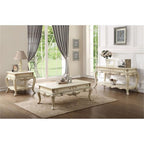 Acme Ragenardus 2-Drawer Wooden Top Storage Coffee Table in Antique White