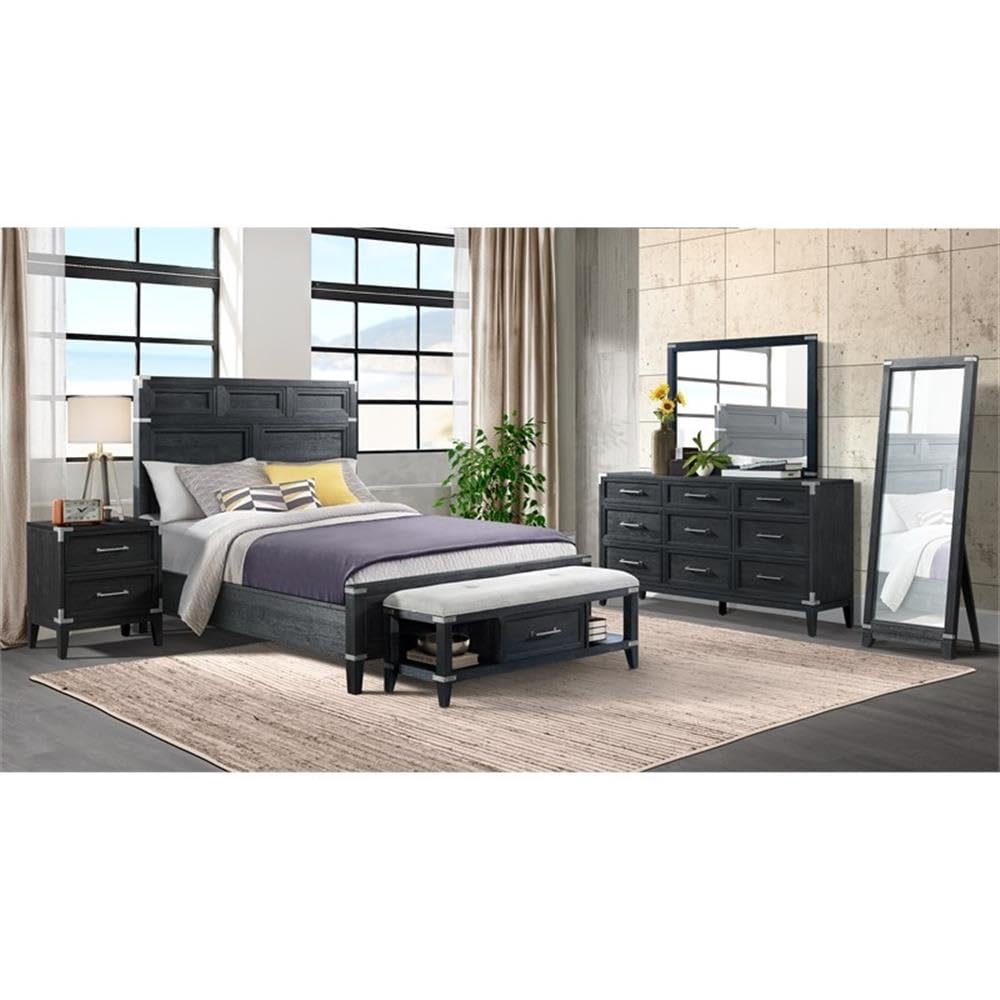 Intercon Laguna Bedroom 52" Wide Bench with Drawer, Weathered Steel