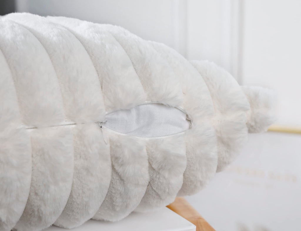 Panod Faux Fur Decorative Lumbar Throw Pillow Covers 12 X 24,Long Boho Lumbar Pillow Covers Pillow Case Cushion Case For Bed Sof