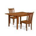 East West Furniture MLPO3-SBR-W 3 Piece Dining Room Table Set Contains a Rectangle Kitchen Table with Butterfly Leaf and 2 Dining Chairs, 36x54 Inch, Saddle Brown