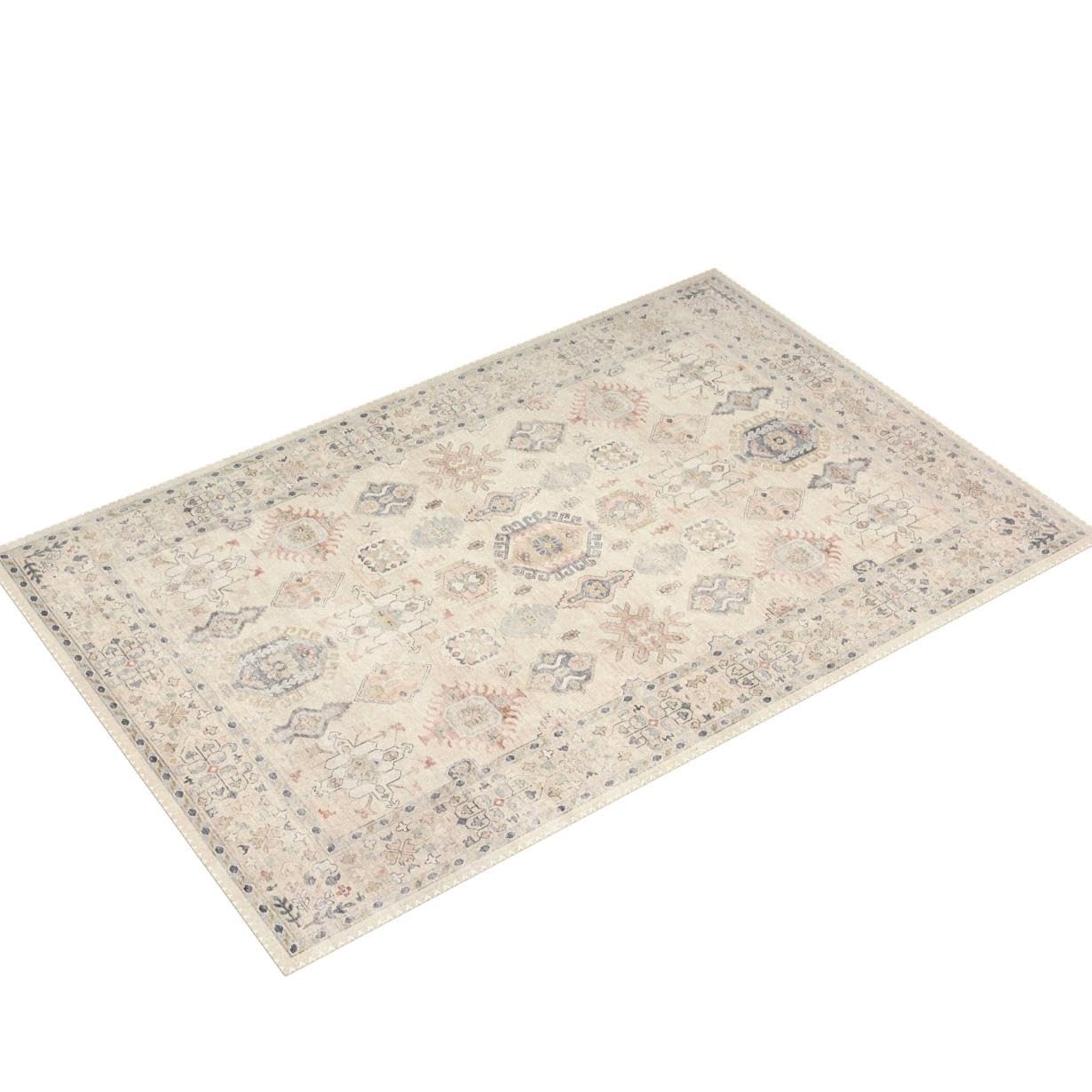 Loloi Ii Hathaway Collection Hth-04 Beige / Multi 5'-0'' X 7'-6'', .25'' Thick, Area Rug, Soft, Durable, Printed, Modern, Low Pi