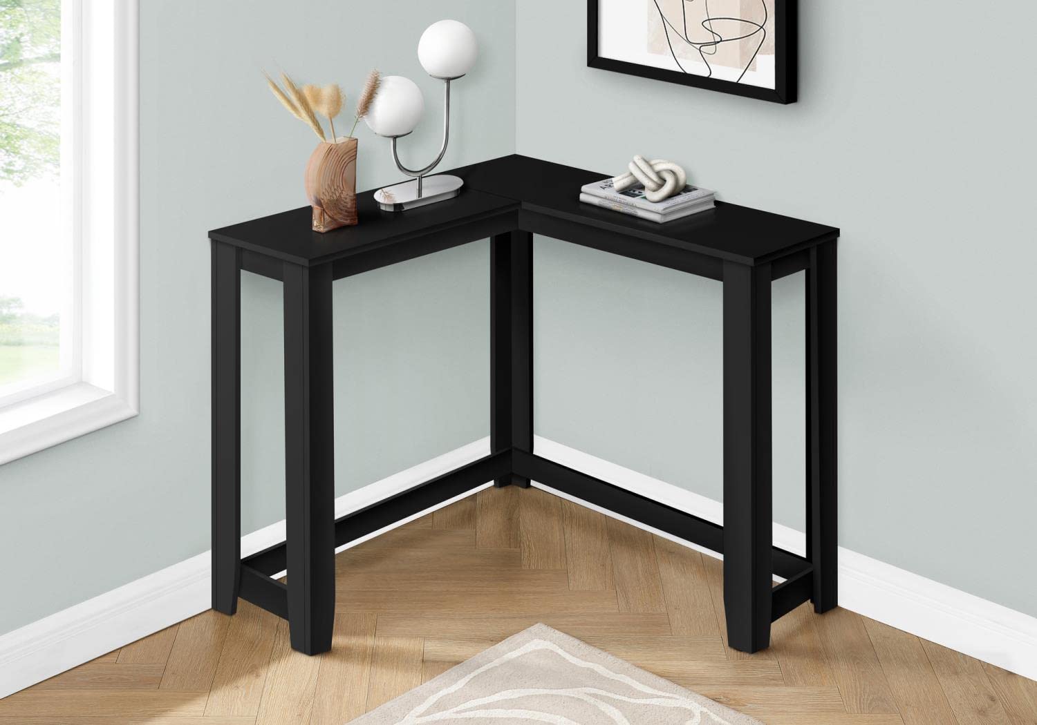 Monarch Specialties I 3657 Accent Table, Console, Entryway, Narrow, Corner, Living Room, Bedroom, Laminate, Black, Transitional