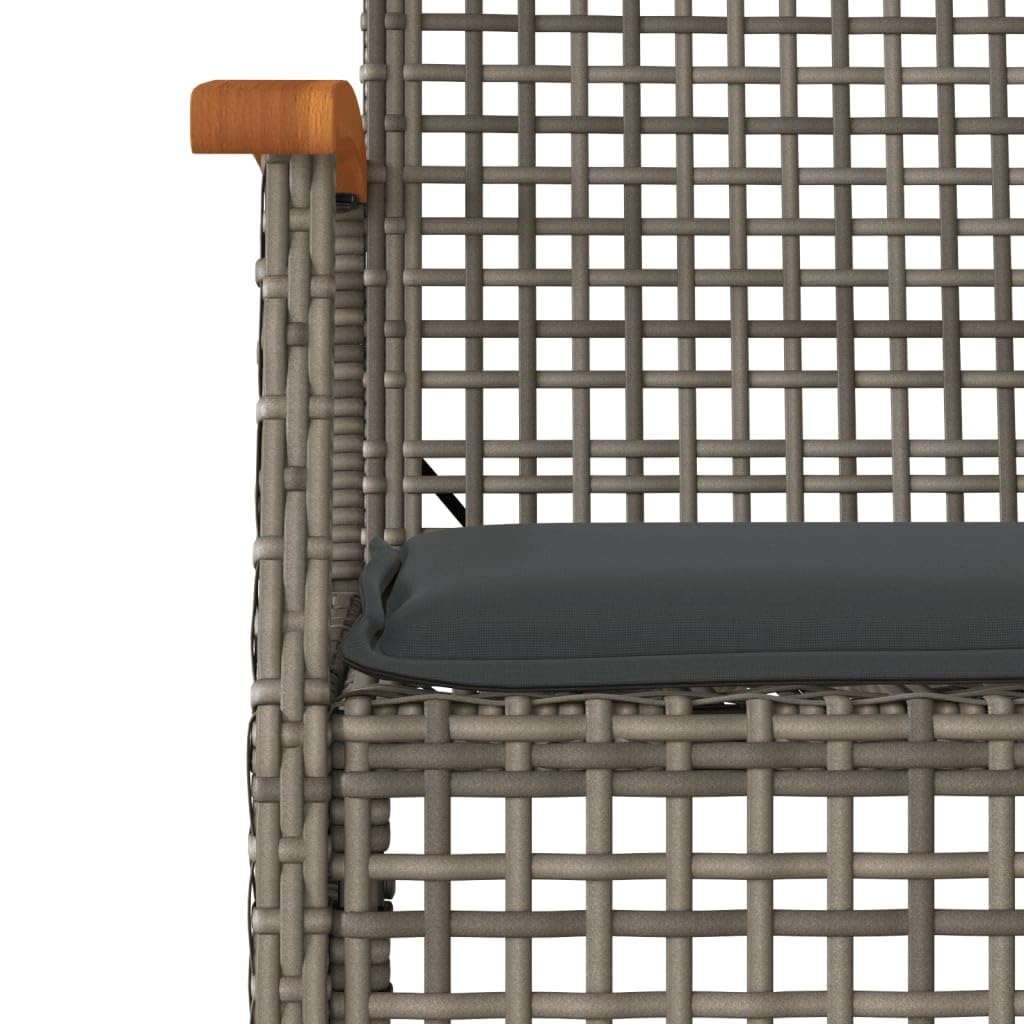 vidaXL Patio Dining Set - 5 Piece Outdoor Furniture with Cushions, Gray Poly Rattan, Acacia Wood Top, for Garden Patio