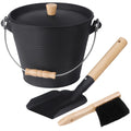 GameXcel 1.5 Gallon Ash Bucket with Lid and Shovel Hand Broom  Galvanized Iron Metal Ash Can Pail with Wooden Handle for Indoor