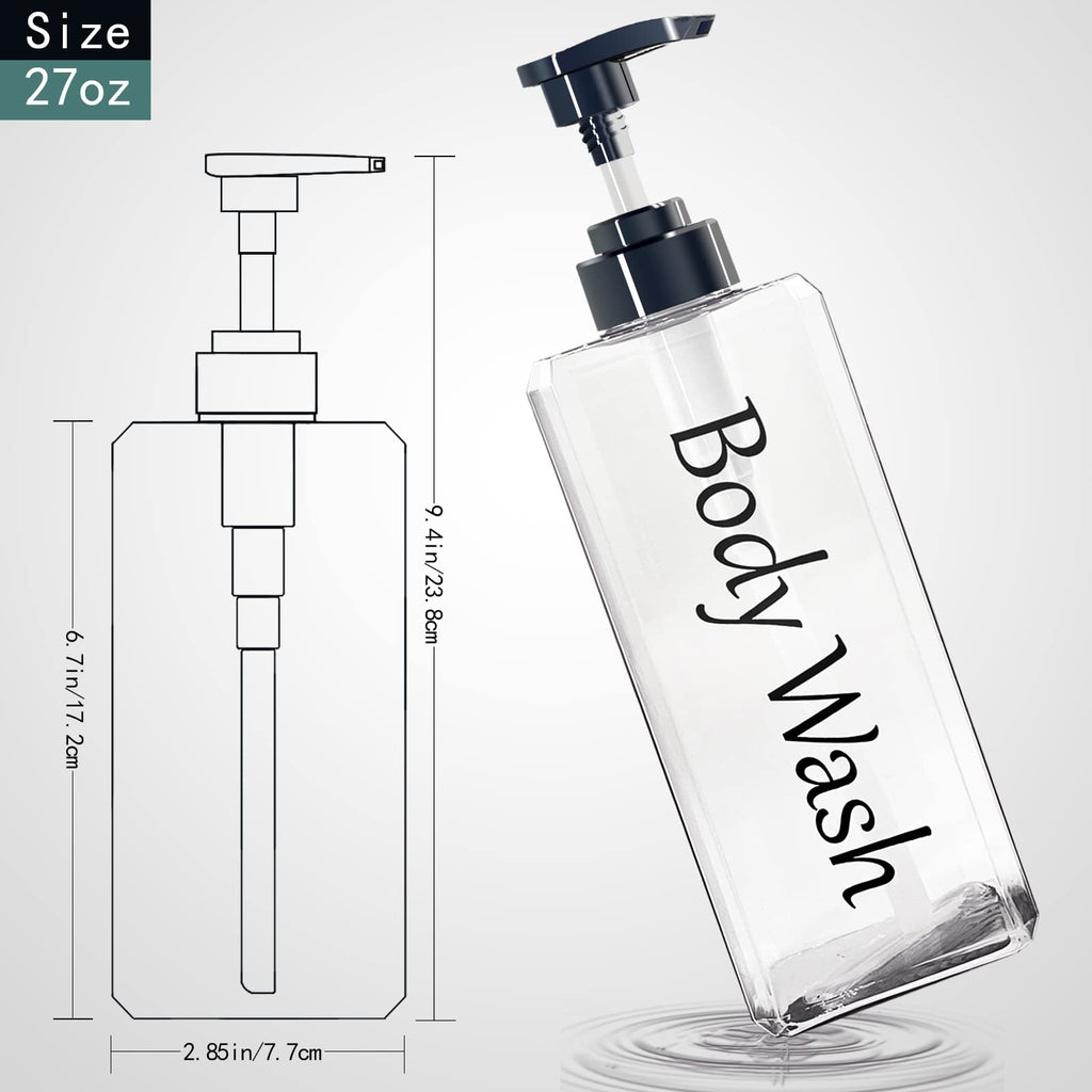 Shampoo And Conditioner Dispenser(Clear, Set Of 3, 27Oz)- Refillable & Emptyshampoo And Conditioner Bottles- Body Wash Dispenser