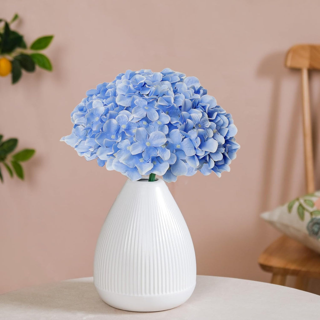 Cherica Blue Hydrangea Artificial Flowers Bulk, 40 Pcs Faux Hydrangea Flowers Heads, Artificial Fake Silk Hydrangea Flowers With