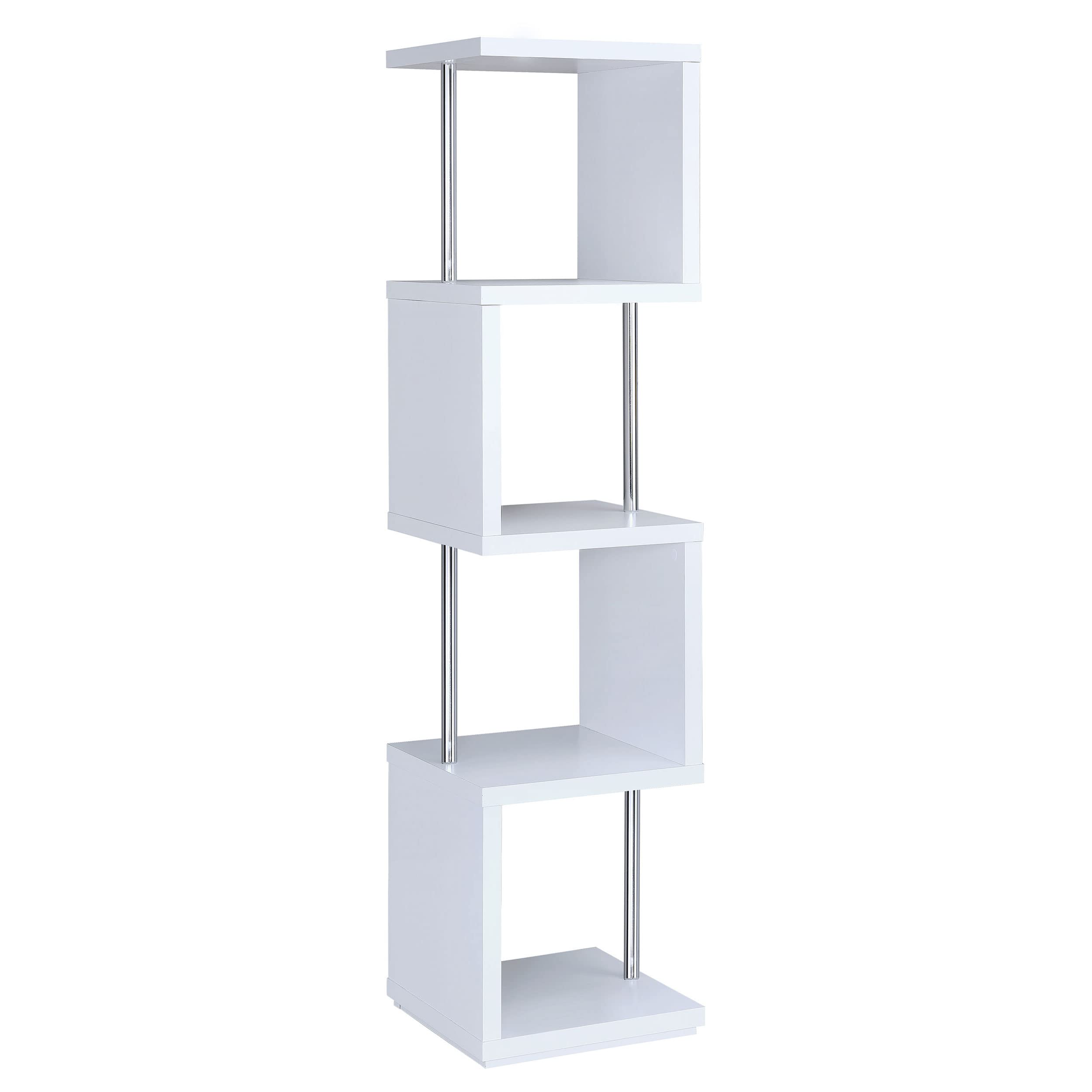 Coaster Home Furnishings Baxter 67-inch 4-Shelf Bookshelf White and Chrome