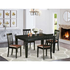 East West Furniture WEAN5-BLK-LC 5 Piece Dining Table Set for 4 Includes a Rectangle Kitchen Table with Butterfly Leaf and 4 Faux Leather Kitchen Dining Chairs, 42x60 Inch, Black