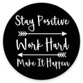 Amcove Round Gaming Mouse Pad Custom, Stay Positive Work Hard And Make It Happen Inspirational Quotes Round Mouse Pad Art Rustic