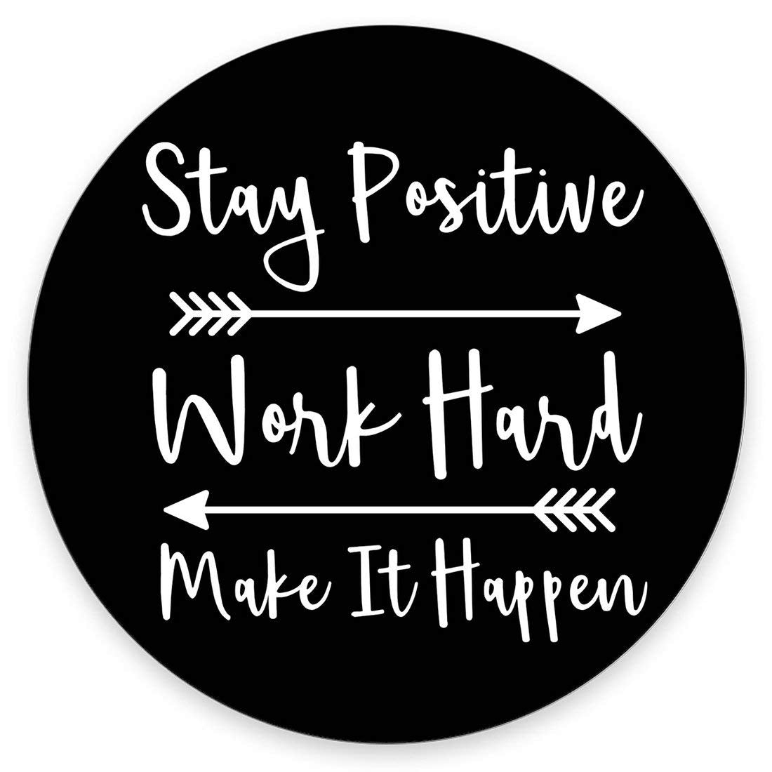 Amcove Round Gaming Mouse Pad Custom, Stay Positive Work Hard And Make It Happen Inspirational Quotes Round Mouse Pad Art Rustic