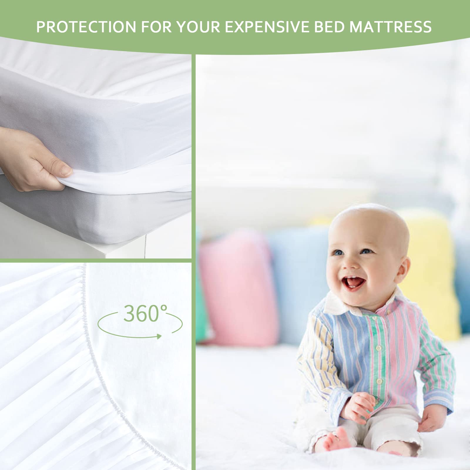 Twin Xl Mattress Protector Waterproof College Dorm Room Bed Cover Twin Extra Long 2 Pack, Skin Friendly And Breathable, Viscose Made From Cooling Bamboo Jersey Mattress Pad With 14' Deep Pocket