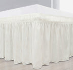 Biscaynebay Wrap Around Bed Skirts For King & Cal King Beds 22' Long Drop, Ivory Adjustable Elastic Dust Ruffles Easy Fit Wrink