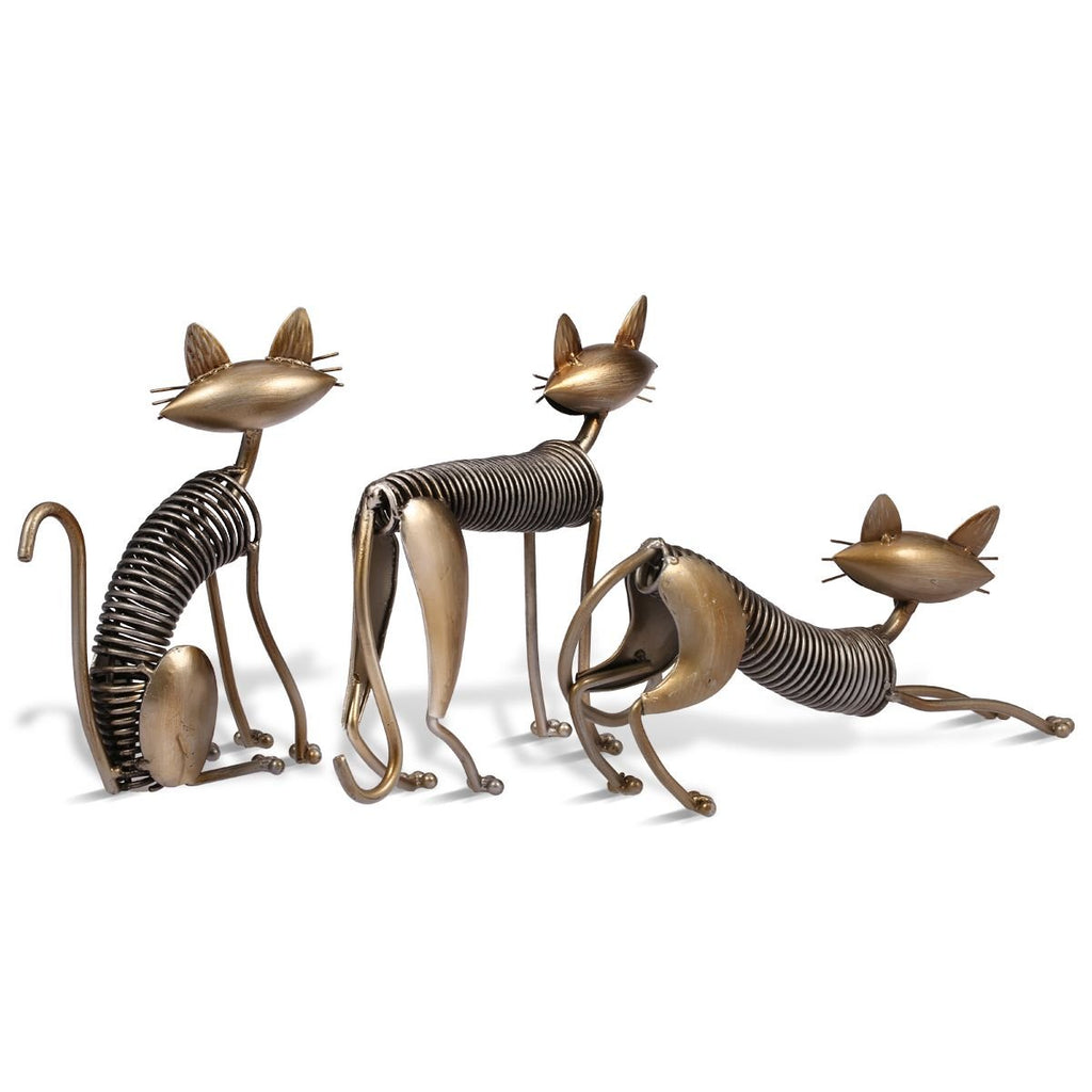 Too-Arts Metal Sculpture Iron Art Cat Spring Handicraft Crafting Home Decoration Furnishing Craft
