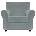 Znsayotx Luxury Velvet Chair Slipcovers With Arm 2 Piece Stretch Chair Covers For Living Room Thick Soft Armchair Slipcover Anti Slip Pet Friendly Furniture Protector (Light Grey),32'-46'(1 Cushion)