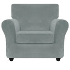 Znsayotx Luxury Velvet Chair Slipcovers With Arm 2 Piece Stretch Chair Covers For Living Room Thick Soft Armchair Slipcover Anti Slip Pet Friendly Furniture Protector (Light Grey),32'-46'(1 Cushion)