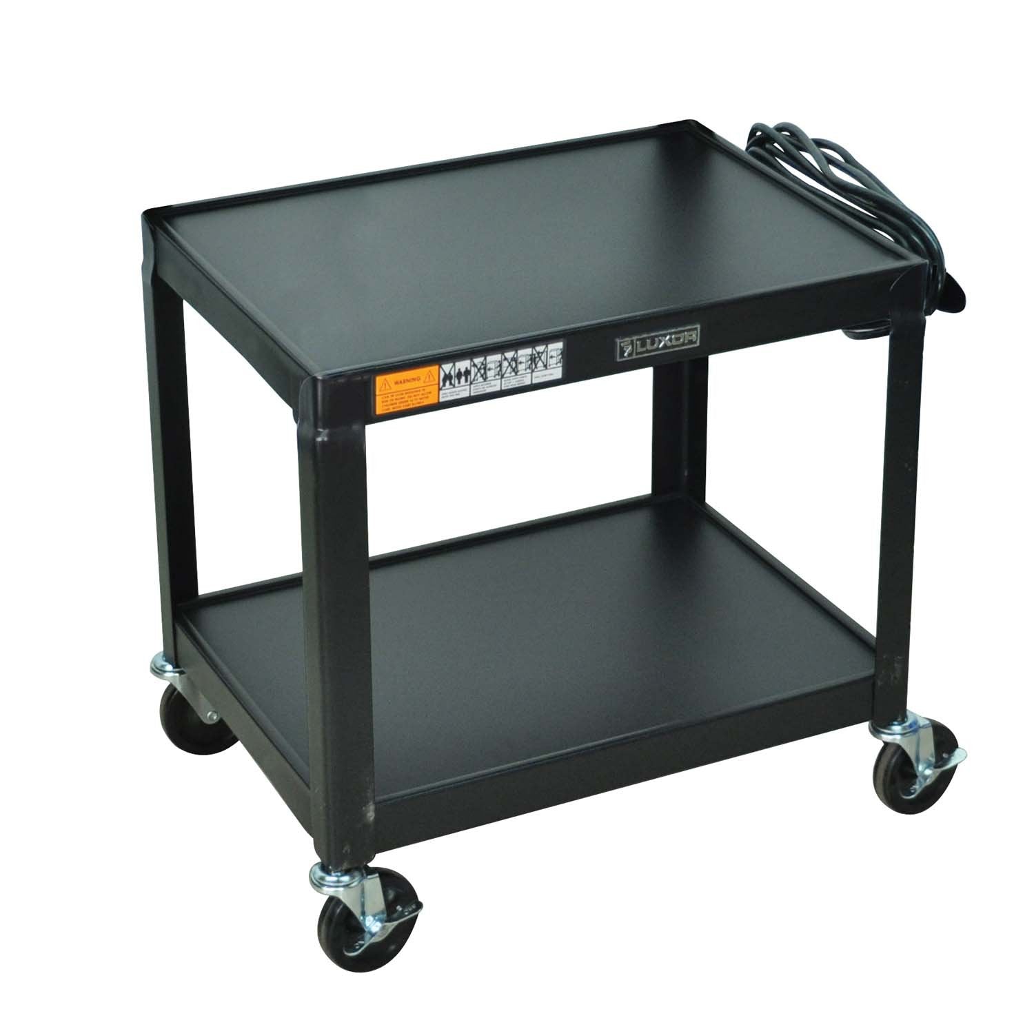 Luxor - Av26-Ob Luxor Av26 Steel Fixed Height Adjustable Av Utility Cart, 26' H, Black