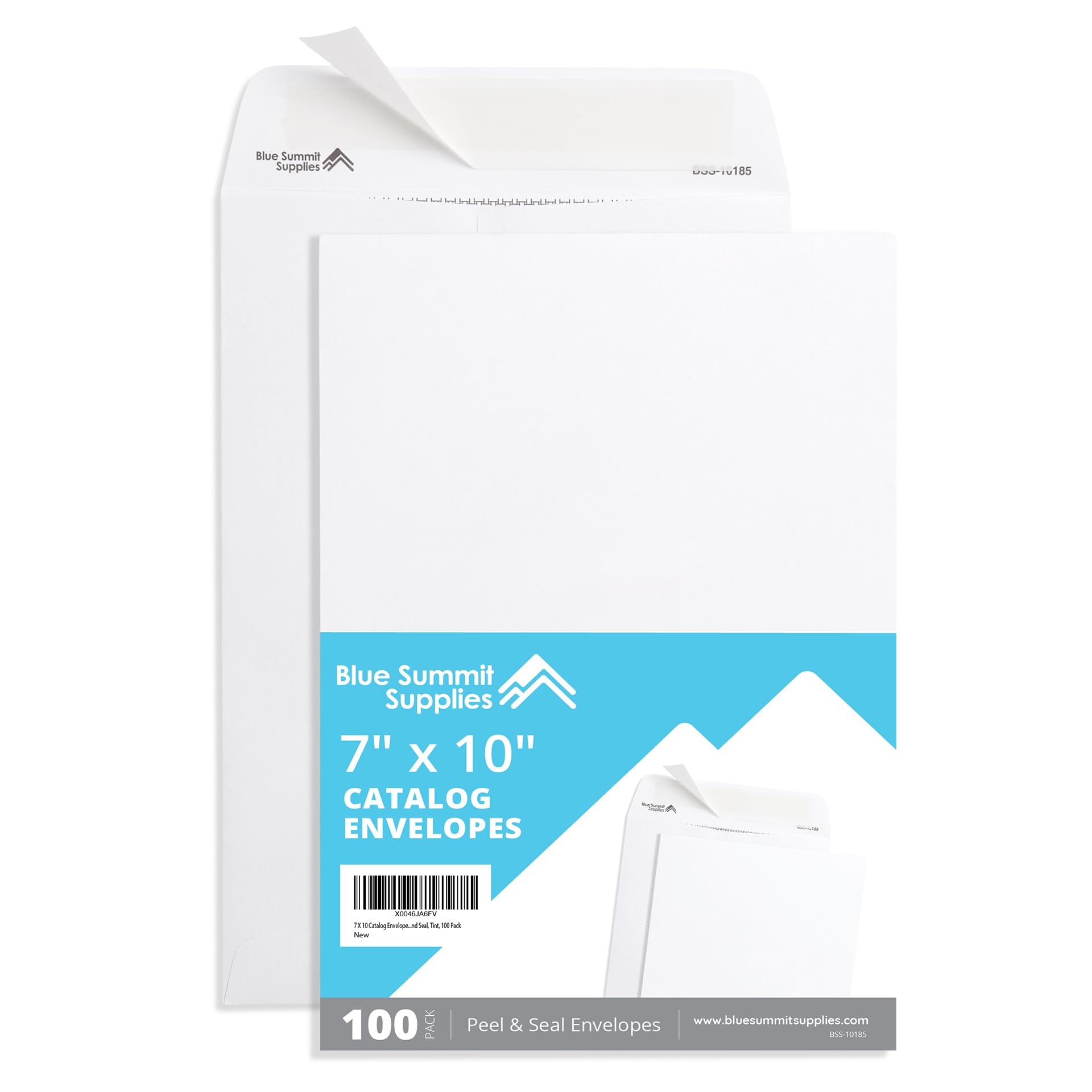 Blue Summit 7X10 Envelopes For Mailing, 100 White 7 X 10 Envelopes, 7.5 X 10.5 Security Tinted, Thick 28Lb Paper, Self Seal