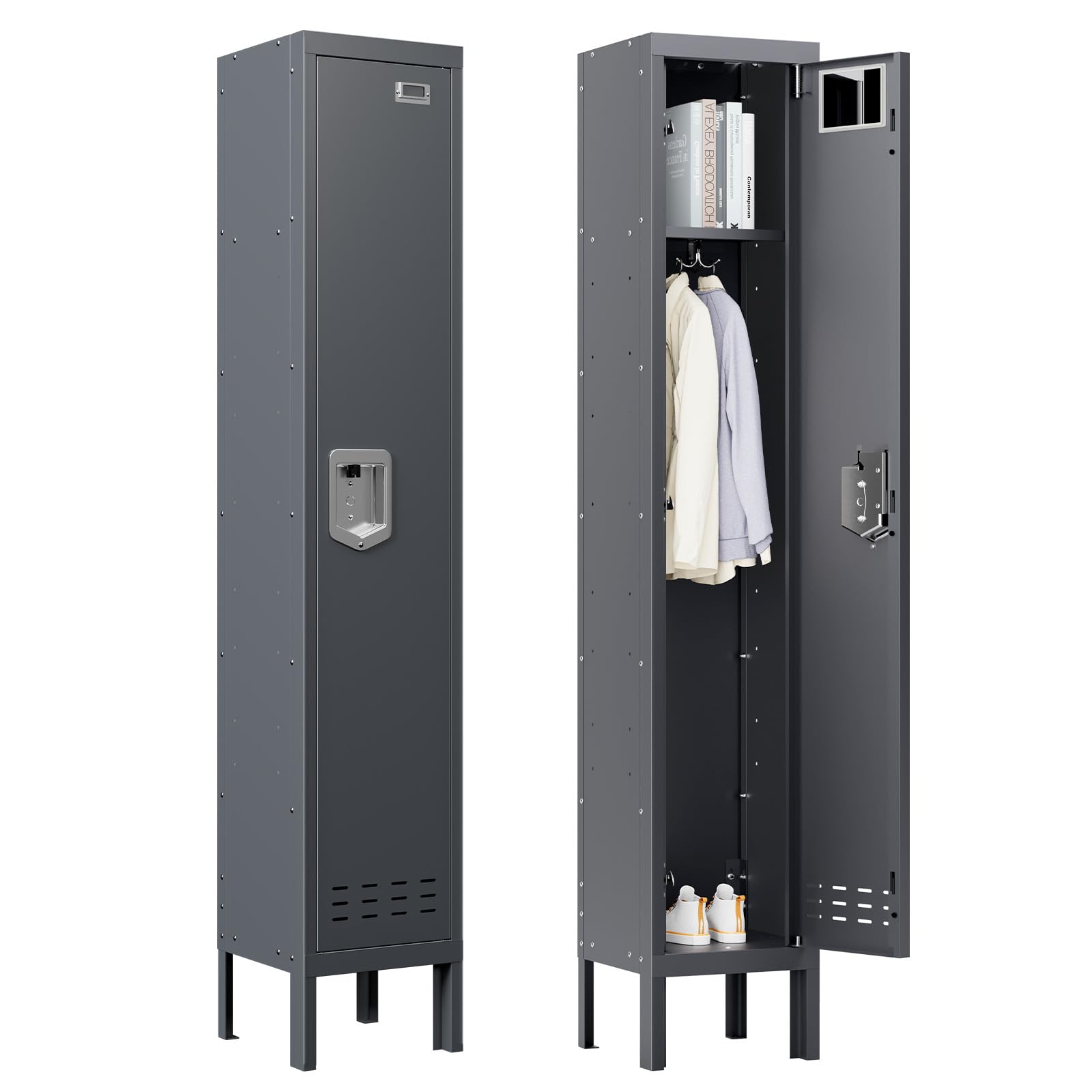 Butisow Metal Lockers - 66' Height Steel Lockers For Employees With Door Storage Locker With Card Slot For Employees Gym School
