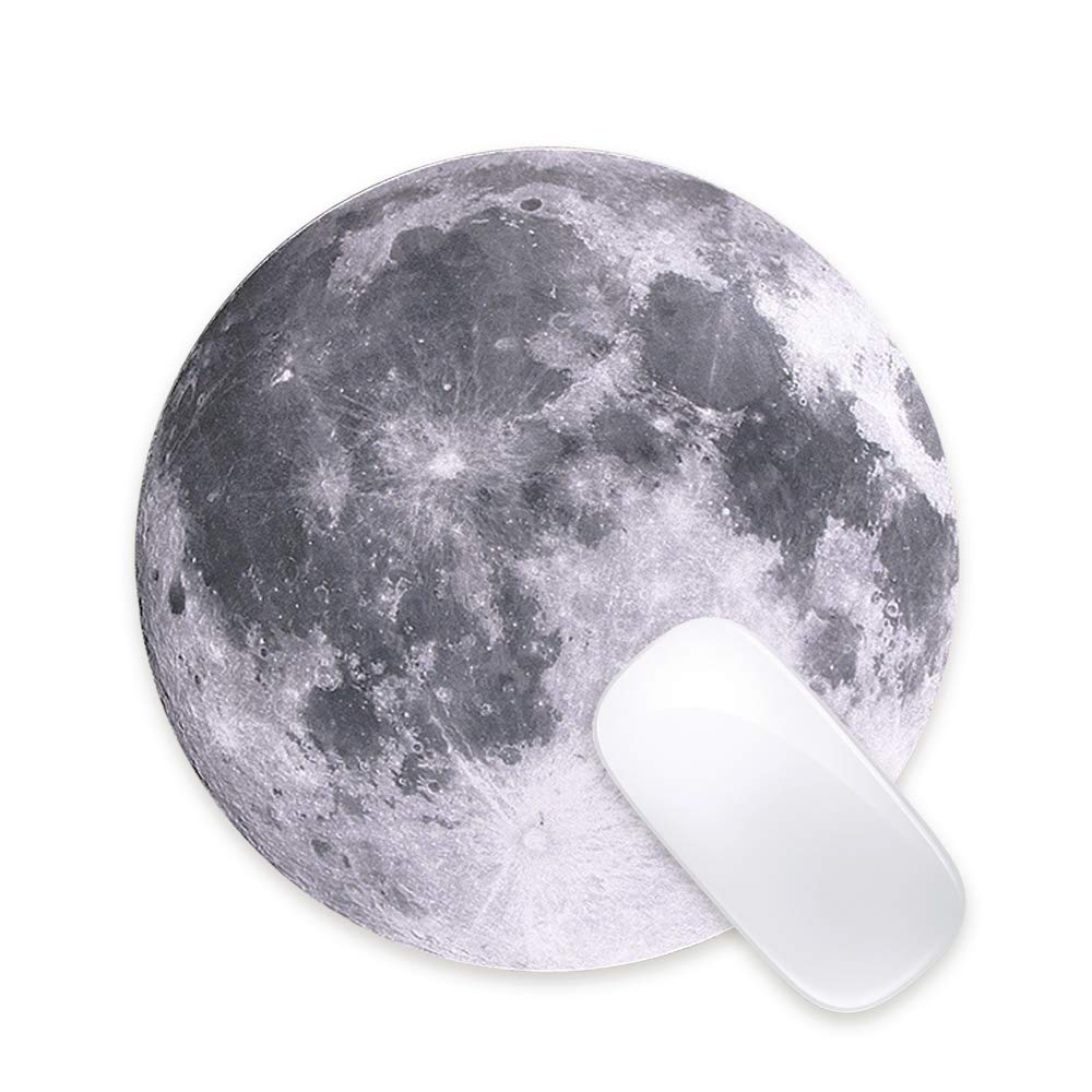 Proelife Round Mouse Pad Gaming Cute Moon Mousepad 8.66-Inch Planet Cloth Mouse Pad Mat Non-Slip Rubber Base For Home Office Bus