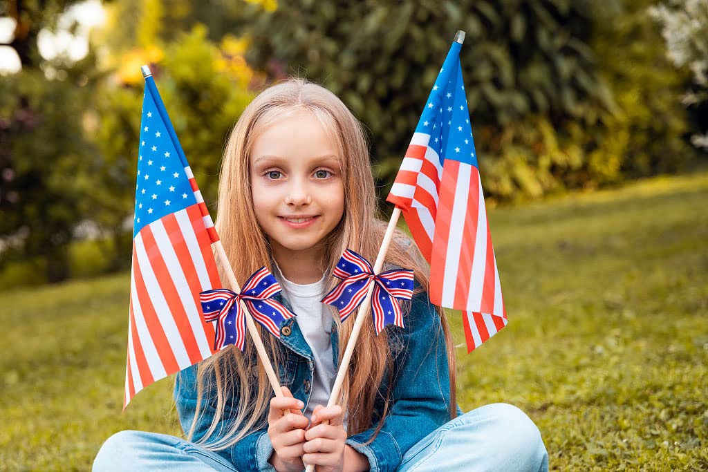 Heureppy 10PCS Patriotic Wreath Bows - 4th of July Decor, Wave Strips Stars, Burlap Ribbon Bows for Indoor/Outdoor Tree Topper Supplies