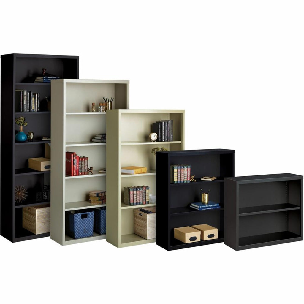 Lorell LLR41281 Fortress Series Steel Putty Book Case, 34.5" x 13" x 30"