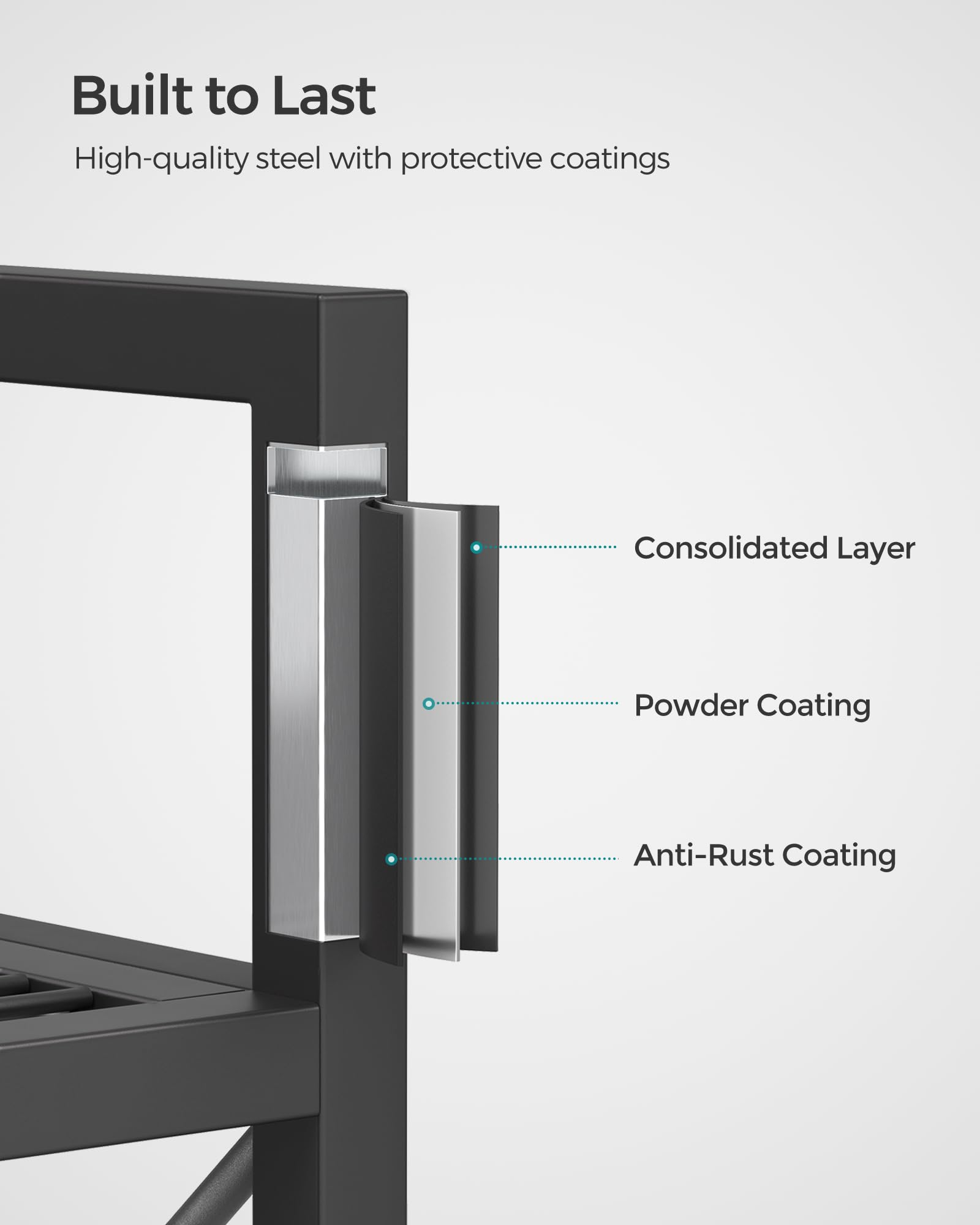 Songmics 5-Tier Metal Storage Rack, Shelving Unit With X Side Frames, Dense Mesh, 12.6 X 31.5 X 57.3 Inches, For Entryway, Kitchen, Living Room, Bathroom, Industrial Style, Ink Black Ubsc185B01