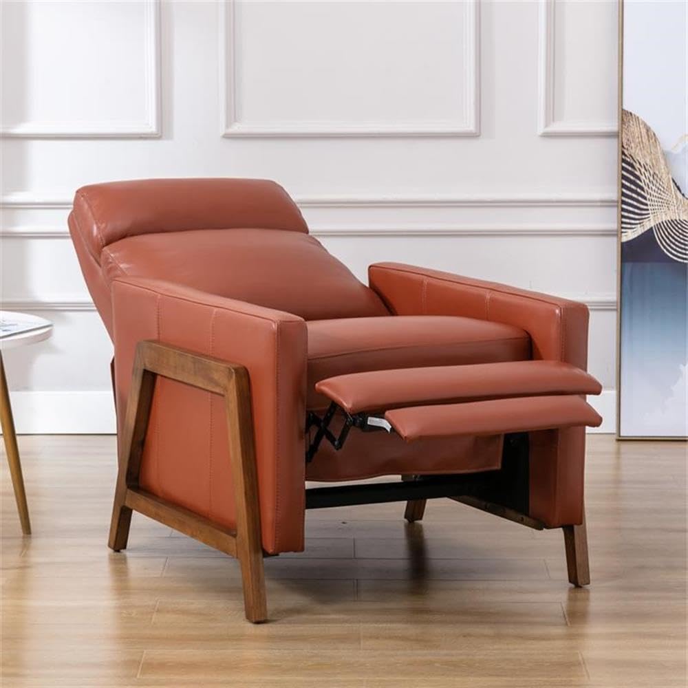 Comfort Pointe Reed Caramel Top Grain Leather Wood Frame Push Back Recliner